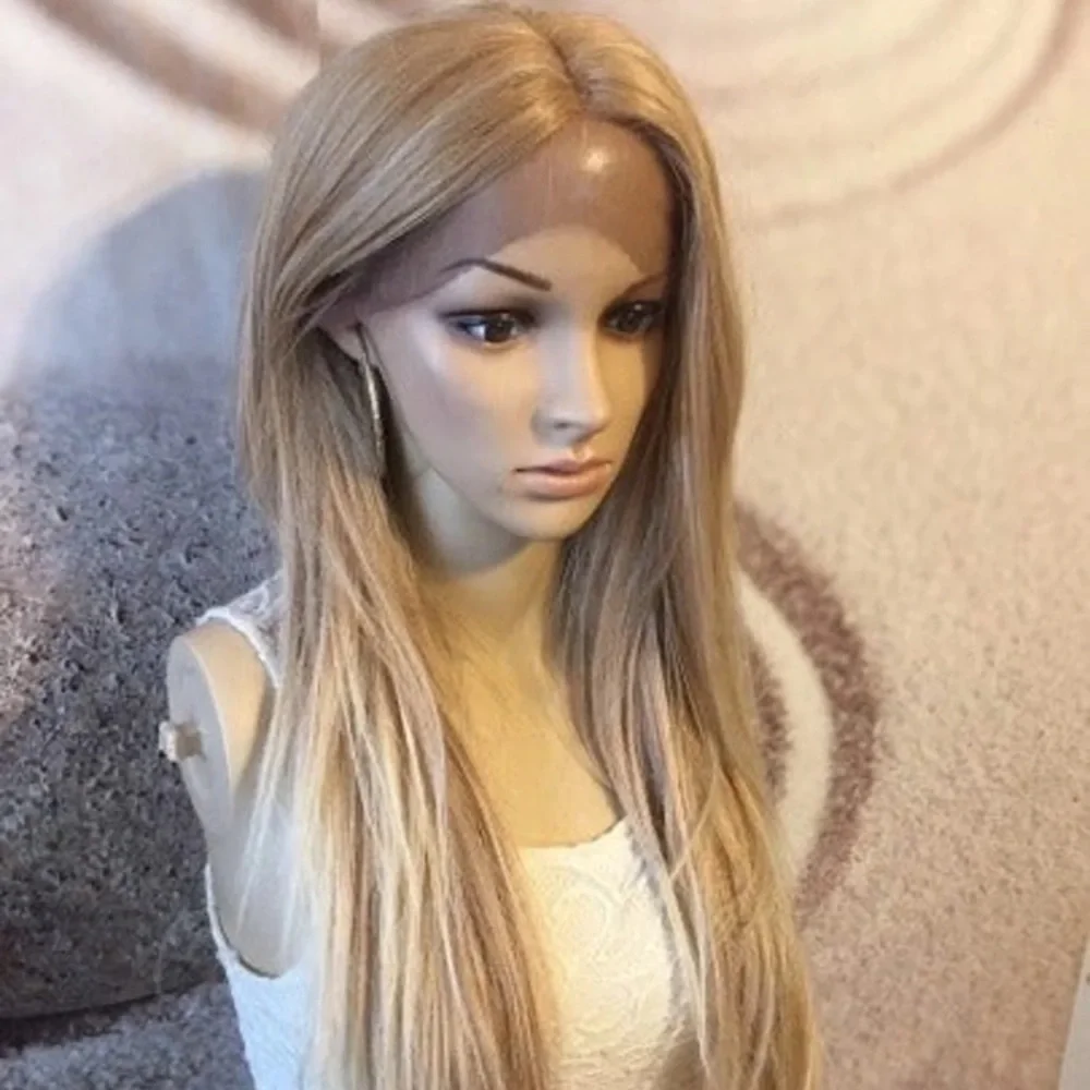 Honey blonde lace front wig straight hair - Picture 3 of 5
